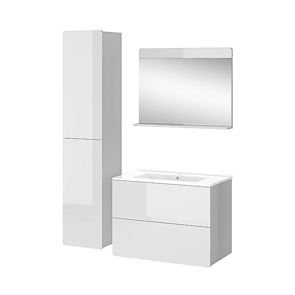 Vicco Badmöbel-Set Izan, Weiß Hochglanz, 4 günstig online kaufen