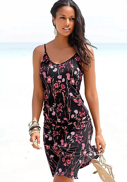 LASCANA Strandkleid mit Blumenprint, figurumspielendes Sommerkleid, Jerseyk günstig online kaufen