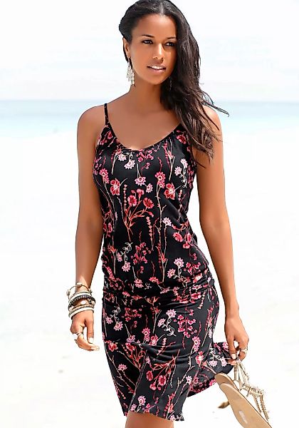 LASCANA Strandkleid, mit Blumenprint, figurumspielendes Sommerkleid, Jersey günstig online kaufen