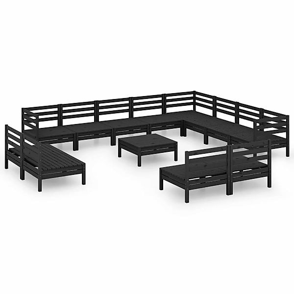 13-tlg. Garten-lounge-set Massivholz Kiefer Schwarz günstig online kaufen