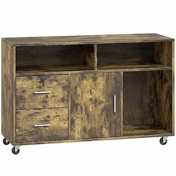 HOMCOM Druckerunterschrank auf Rollen mit 2 abschließbaren Schubladen, 3 Ab günstig online kaufen