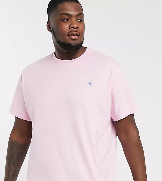 Polo Ralph Lauren – Big & Tall – Rosa T-Shirt mit Polospielerlogo günstig online kaufen