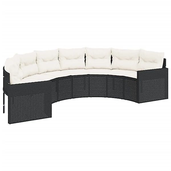 vidaXL Gartensofa mit Kissen Halbrund Schwarz Poly-Rattan 3318513 günstig online kaufen