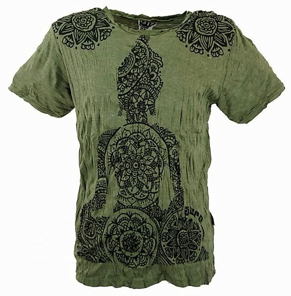 Guru-Shop T-Shirt Sure Herren T-Shirt Mandala Buddha - olive Goa Style, Fes günstig online kaufen