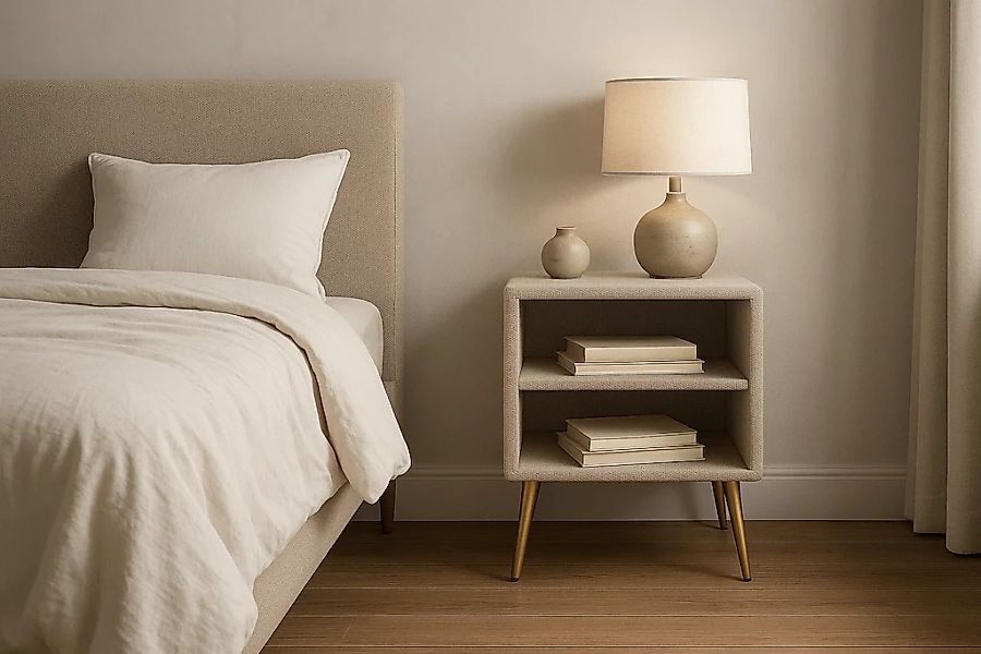 Home affaire Nachtschrank "MOIVRE Polster-Nachtkommode wahlweise mit 2 Schu günstig online kaufen