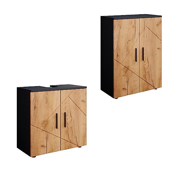 Vicco Badmöbel-Set Irma, Goldkraft Eiche/Anthrazit/Goldkraft Eiche, günstig online kaufen