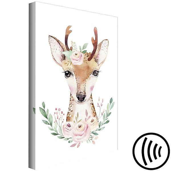 Wandbild Rehkitz mit Blumen - bunte Abbildung mit einem Tier für Kinder XXL günstig online kaufen