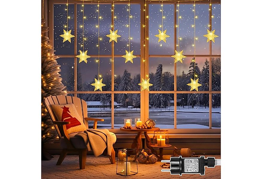 SERBASIC LED-Lichterkette Innen, LED Schneeflocke Lichtervorhang, Weihnacht günstig online kaufen