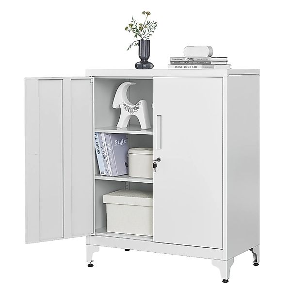 Songmics Aktenschrank Berend Stahl 40 x 80 x 90 cm Grau günstig online kaufen