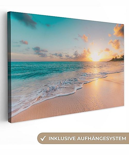 OneMillionCanvasses® Leinwandbild Sonnenuntergang - Strand - Meer - Sommer günstig online kaufen