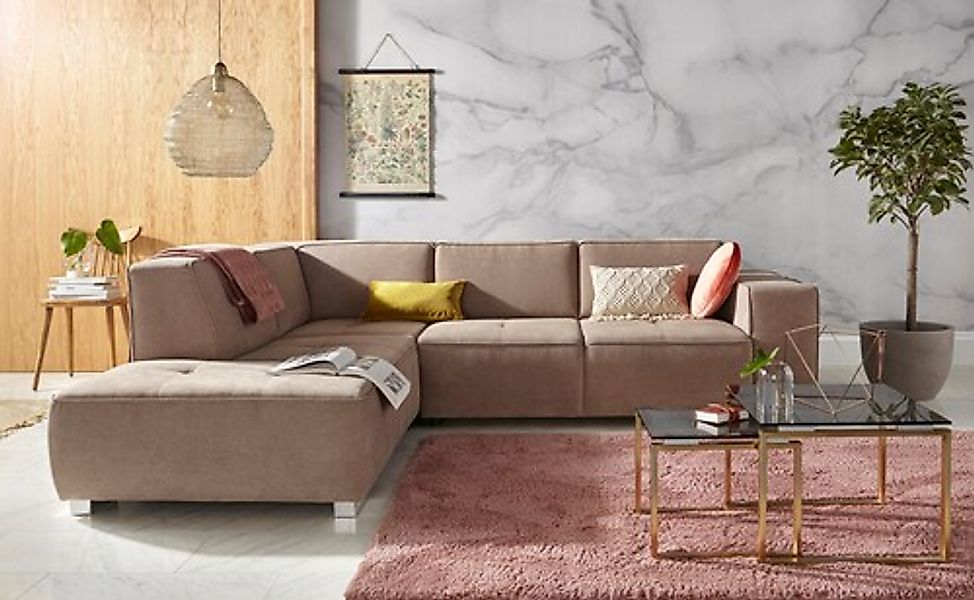 Home affaire Ecksofa »Sapporo L-Form« wahlweise Bettfunktion oder Sitztiefe günstig online kaufen