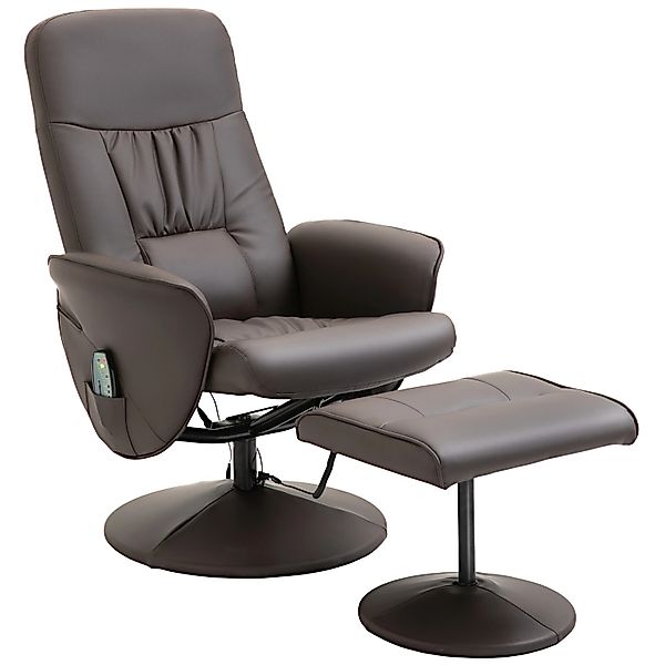 HOMCOM Massagesessel mit Fußhocker Stauraum Liegefunktion Braun 76 x 81 x 1 günstig online kaufen