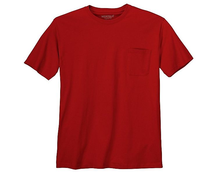 redfield Rundhalsshirt XXL Basic T-Shirt Jerry rot Brusttasche Redfield günstig online kaufen
