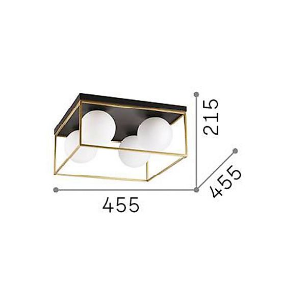 Ideal Lux Deckenlampe Lingotto, 4-flammig, schwarz, Opalglas günstig online kaufen
