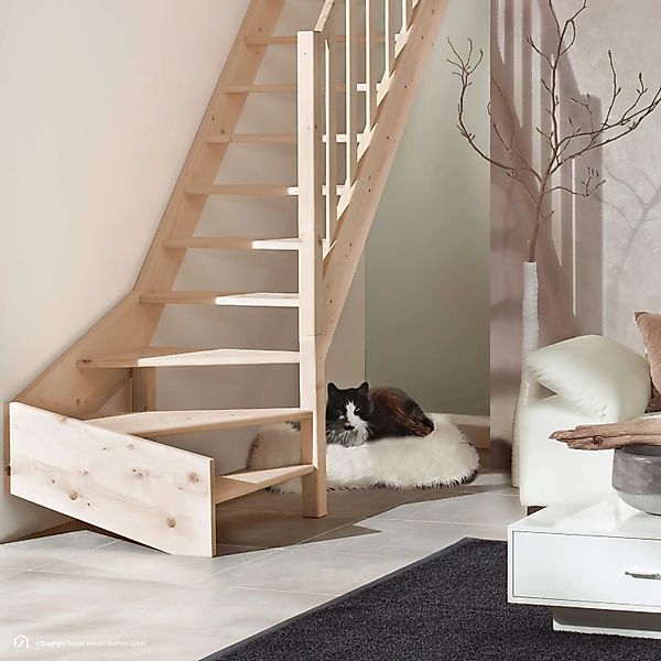 Treppen Intercon Holztreppe Casablanca Raumspartreppe Fichte Naturbelassen günstig online kaufen