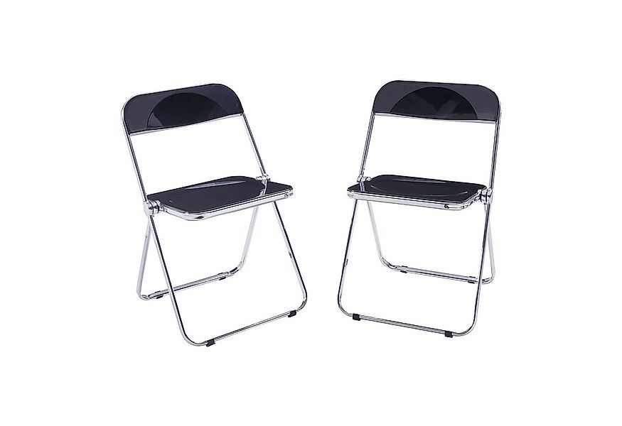 en.casa Klappstuhl (2 St), »Pornainen« Besucherstuhl Stahlgestell Schwarz günstig online kaufen