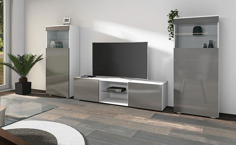 borchardt Möbel Wohnwand "Scala, Mediawand 3-teilig mit 2 Vitrinen und Lowb günstig online kaufen