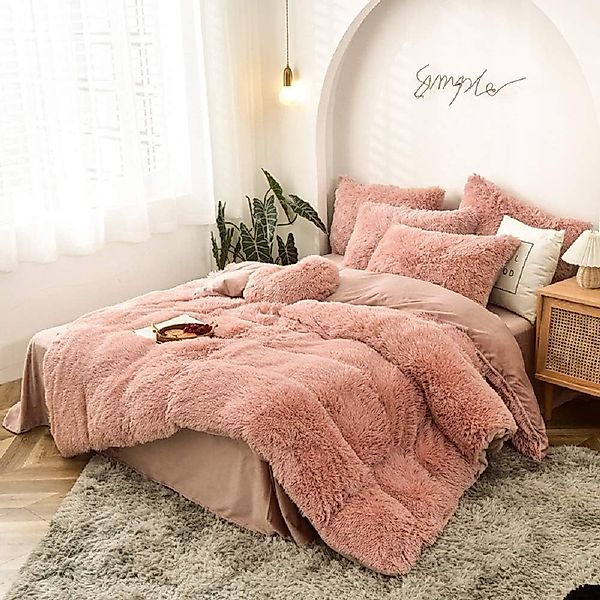 ibettertec Bettwäsche Plüsch Bettwäsche Set 135x200cm,200x200cm,Biber günstig online kaufen