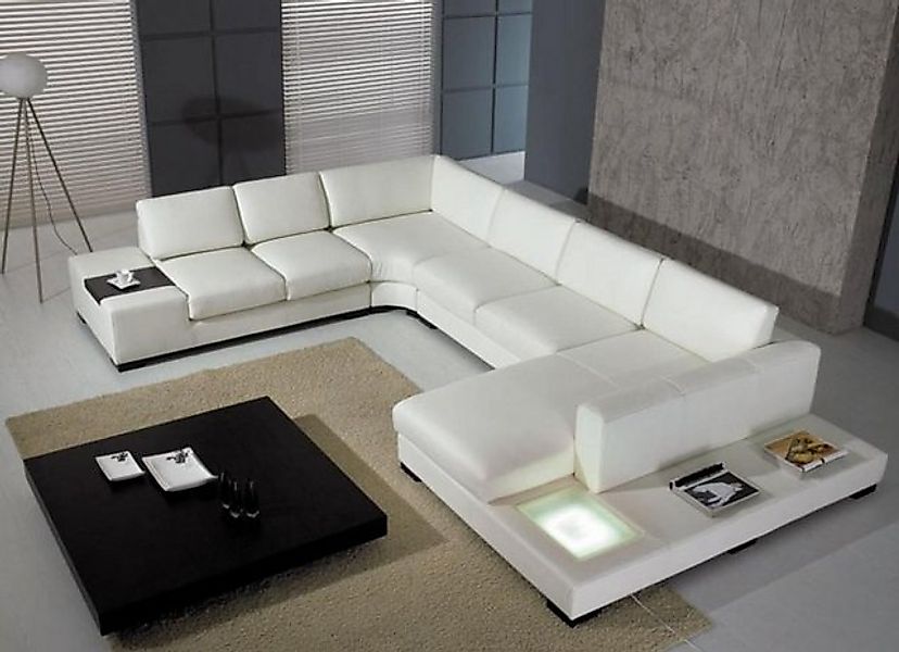 JVmoebel Ecksofa Sofa Couch Polster Garnitur Wohnlandschaft Leder Orange UF günstig online kaufen