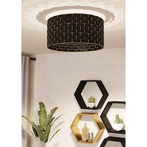 Deckenleuchte Marasales aus Textil schwarz/messing günstig online kaufen