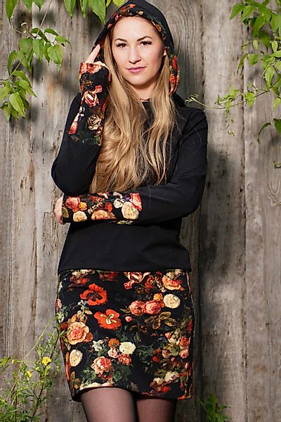 3Elfen Jerseykleid Kapuzenkleid Hoodiekleid Winterzauber schwarz günstig online kaufen