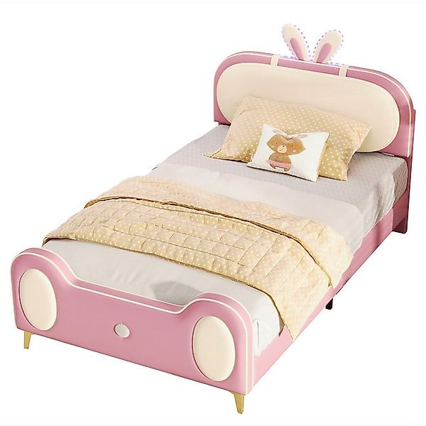 Gotagee Polsterbett Kinderbett Einzelbett Kopfteil Kaninchen Mit Holzlatten günstig online kaufen