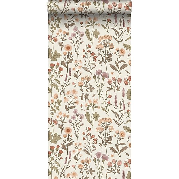 Sanders & Sanders Tapete Feldblumen Graugrün 50 x 900 cm günstig online kaufen