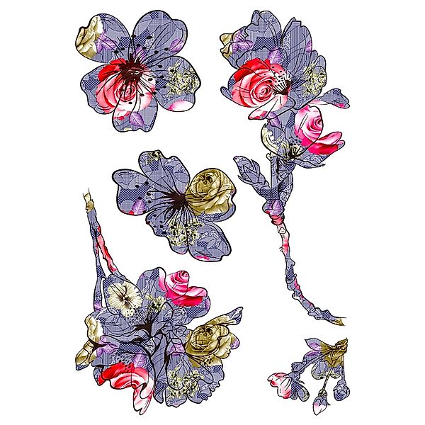 Sanders & Sanders Wandtattoo Blumen Lila Gelb und Rot 42,5 x 65 cm 600325 günstig online kaufen