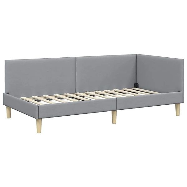 vidaXL Eckbettgestell mit Kopfteil Hellgrau 100 x 200 cm Stoff 42016197 günstig online kaufen