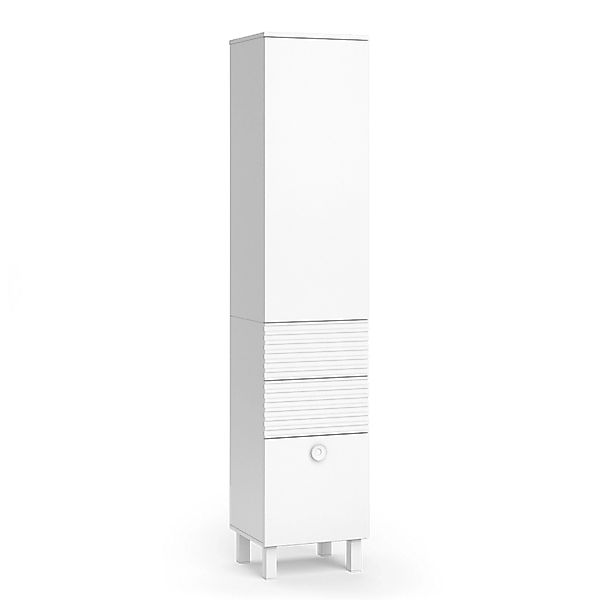Vicco Badschrank Sola Weiß 40 x 193 cm mit Tür und Schubladen günstig online kaufen