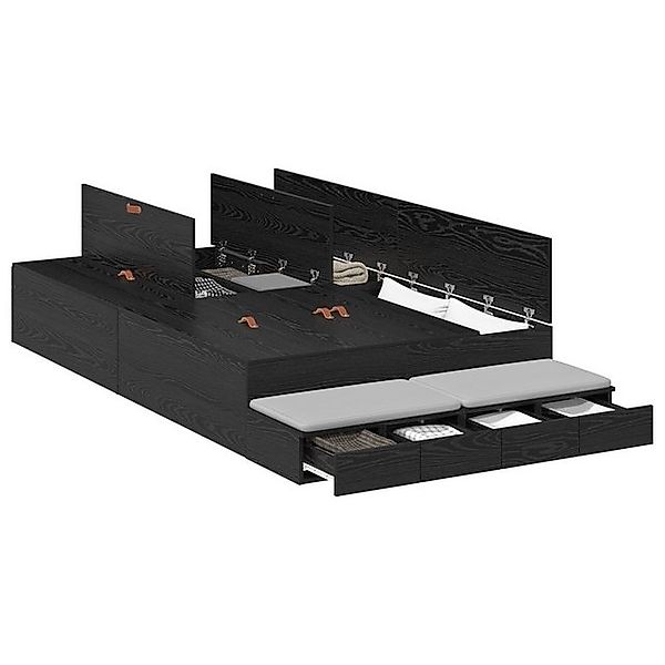 vidaXL Bett Stauraumbettgestell Schwarze Eiche Holzwerkstoff 120 x 190 cm ( günstig online kaufen