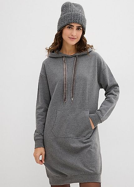 bonprix Sweatkleid mit Kapuze, aus Baumwolle und Viskose, lockere Passform günstig online kaufen