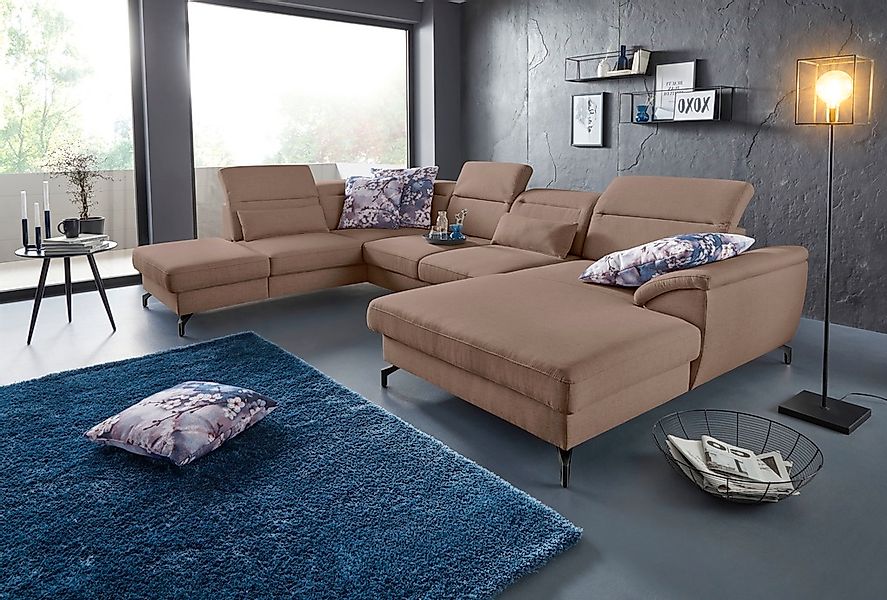 sit&more Wohnlandschaft "Percy U-Form", 12 cm Fußhöhe, Sitztiefenverstellun günstig online kaufen
