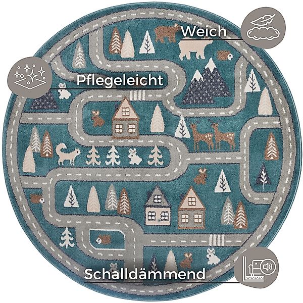 HANSE Home Kinderteppich Adventures Streets, rund, günstig online kaufen