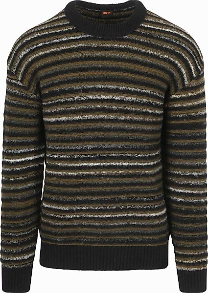 BOSS Pullover Aturn Wool Blend Streifen Schwarz - Größe XL günstig online kaufen