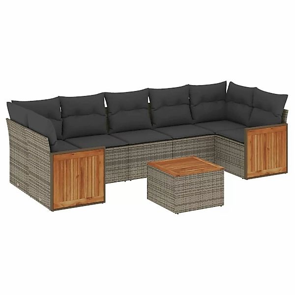 vidaXL 8-tlg Garten-Sofagarnitur mit Kissen Grau Poly Rattan Modell 59 günstig online kaufen