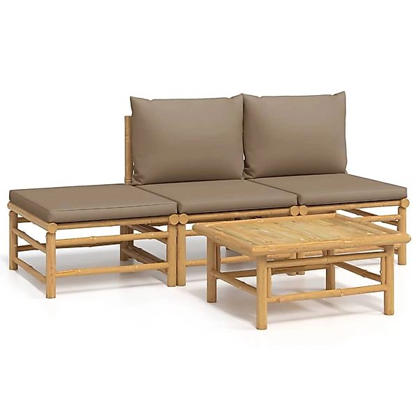 vidaXL Gartenlounge-Set 4-tlg. Garten-Lounge-Set mit Taupe günstig online kaufen