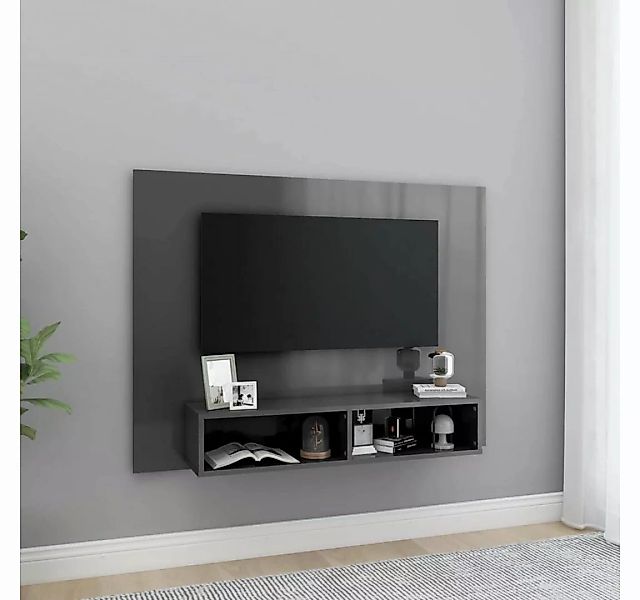 furnicato TV-Schrank TV-Wandschrank Hochglanz-Grau 120x23,5x90 cm Holzwerks günstig online kaufen