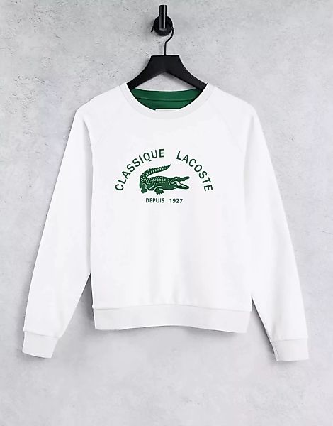 Lacoste – Klassisches weißes Sweatshirt mit Logo günstig online kaufen