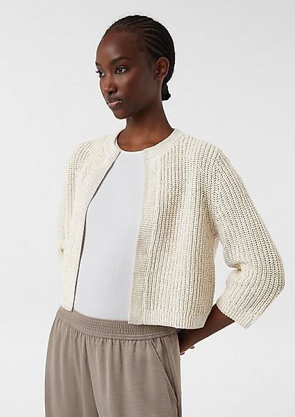 Comma Strickjacke Kurzer Cardigan mit Rippstruktur günstig online kaufen