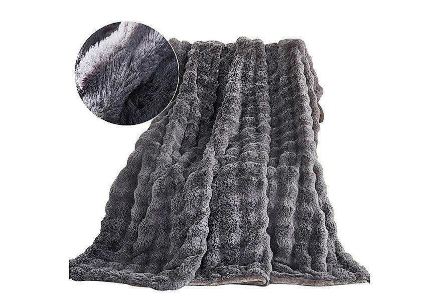 Wohndecke Sofadecke Kunstfell Decke mit 3D Bubble Struktur, REDOM, 130x160 günstig online kaufen
