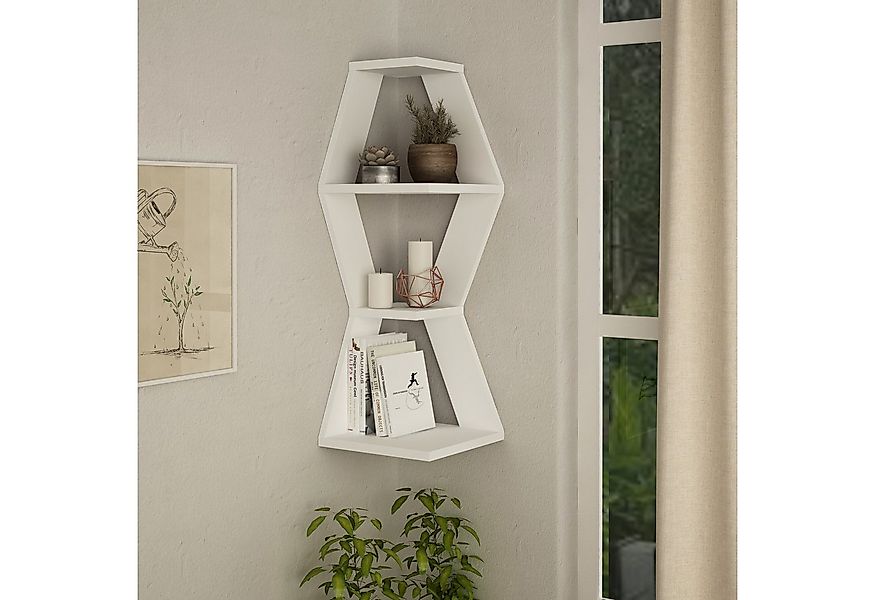 Decortie Eckregal Sablor, Modernes Eck-Wandregal, 30 x 30 x 86 cm günstig online kaufen