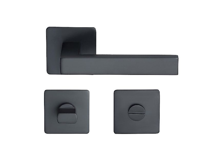 MeinTürgriff Drückergarnitur Trento Schwarz Flachrosette Türgriff eckig Ros günstig online kaufen