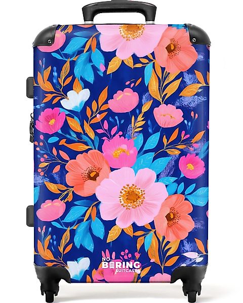 NoBoringSuitcases.com© Hartschalen-Trolley Florales Muster mit blauem günstig online kaufen