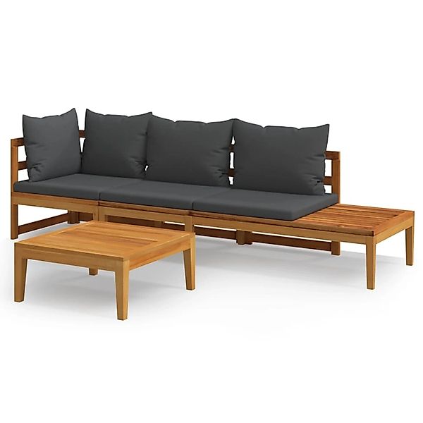 vidaXL Gartenlounge-Set 3-tlg. Garten-Lounge-Set mit Dunkelgrauen günstig online kaufen