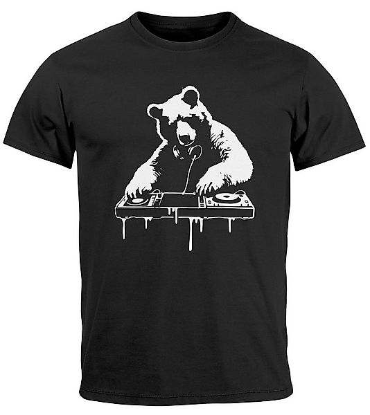 Neverless Print-Shirt Herren T-Shirt mit Print Bär als Techno DJ Rave Festi günstig online kaufen