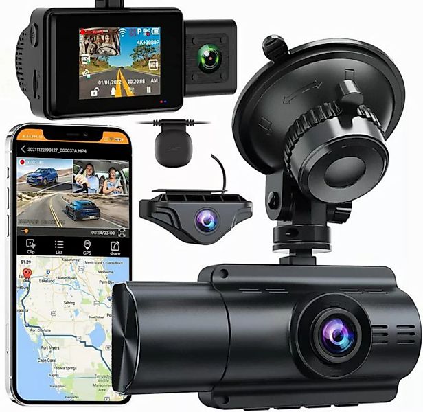 ibettertec Dashcam 3 Lens Autokamera,4K+ 1080P + 1080P,WiFi Dashcam mit GPS günstig online kaufen