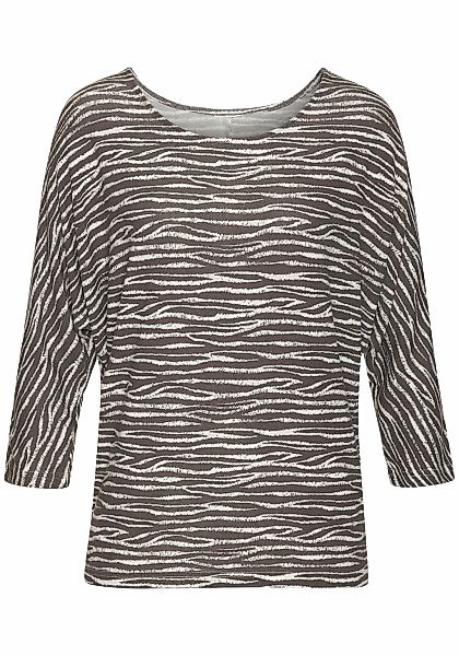 LASCANA 3/4-Arm-Shirt "mit modischem Zebra-Muster" aus weichem Viskose-Stri günstig online kaufen