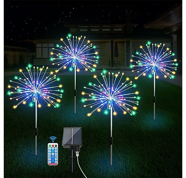Rosnek LED-Lichterkette 4 Stück, Solar, dimmbar, 8 modi, für Garten Hof Ras günstig online kaufen