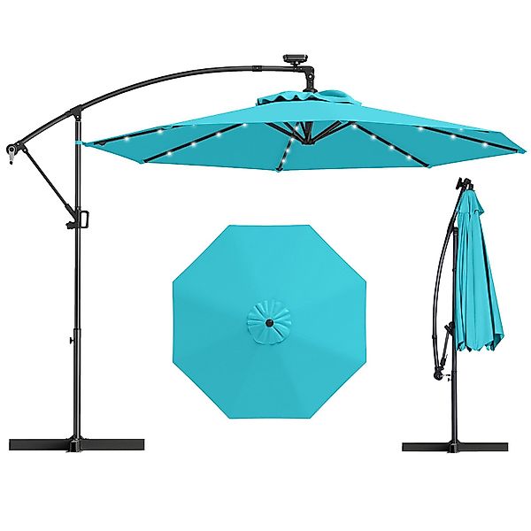 KOMFOTTEU Sonnenschirm mit 32 Solar-LED-Lichtern, höhenverstellbarer günstig online kaufen